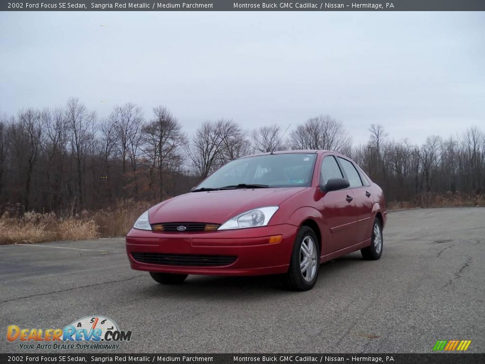 2002 Ford Focus SE Sedan Sangria Red Metallic / Medium Parchment Photo #1