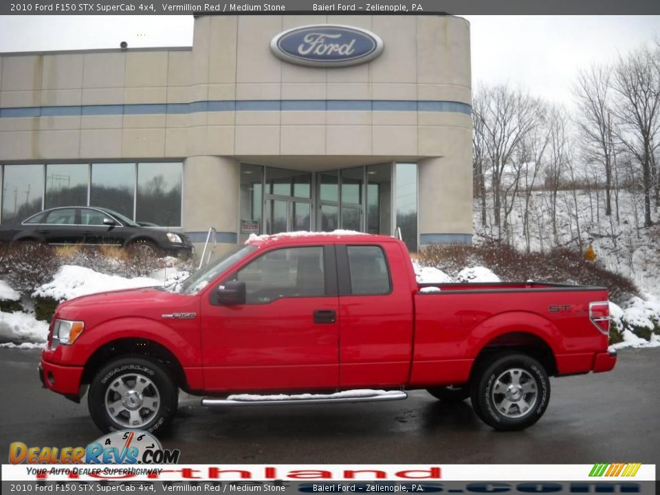 2010 Ford F150 STX SuperCab 4x4 Vermillion Red / Medium Stone Photo #1