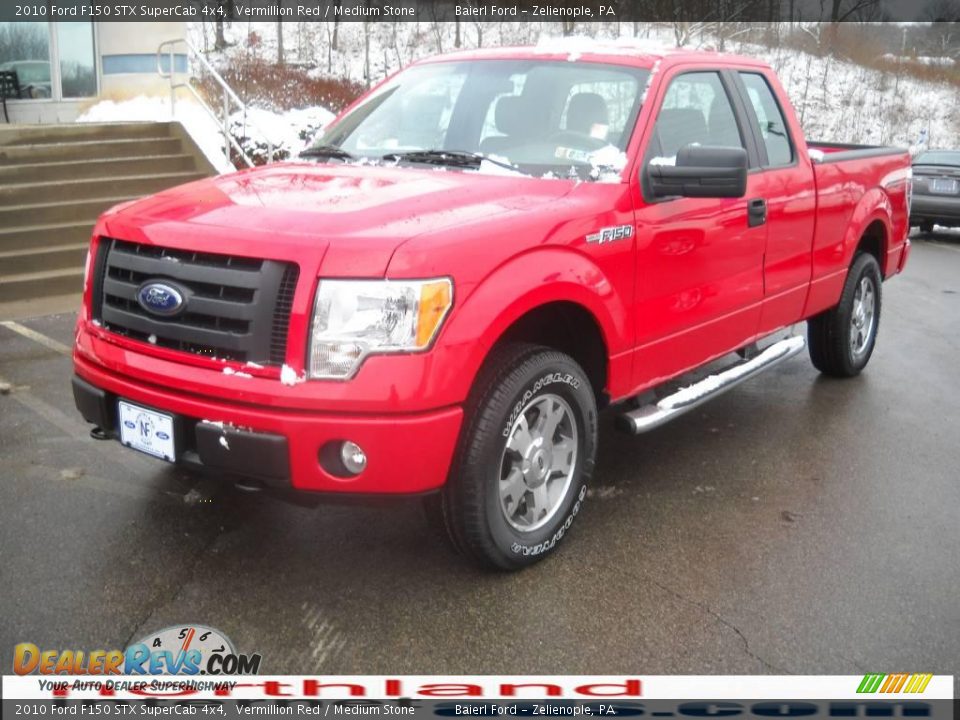2010 Ford F150 STX SuperCab 4x4 Vermillion Red / Medium Stone Photo #2