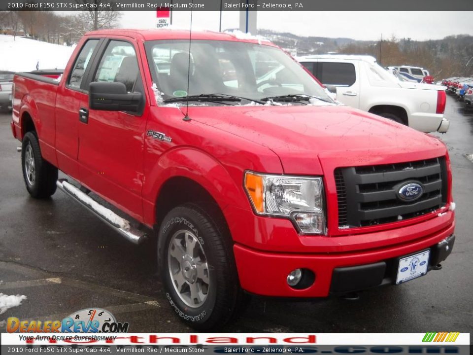 2010 Ford F150 STX SuperCab 4x4 Vermillion Red / Medium Stone Photo #4