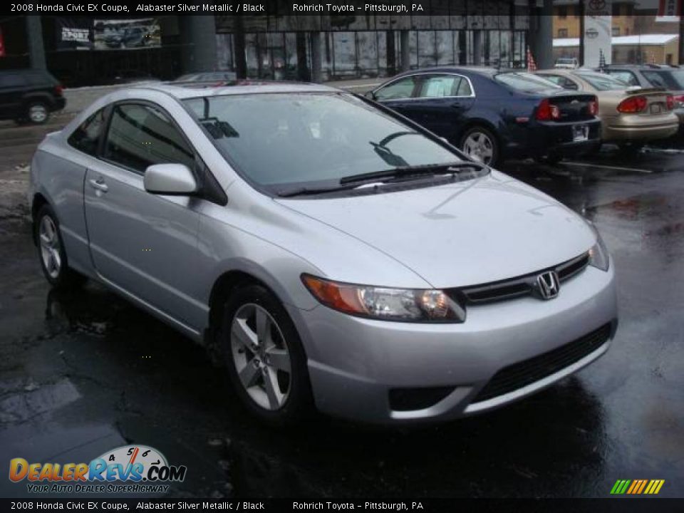 2008 Honda Civic EX Coupe Alabaster Silver Metallic / Black Photo #6