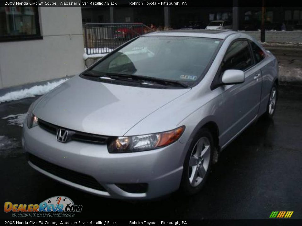2008 Honda Civic EX Coupe Alabaster Silver Metallic / Black Photo #8