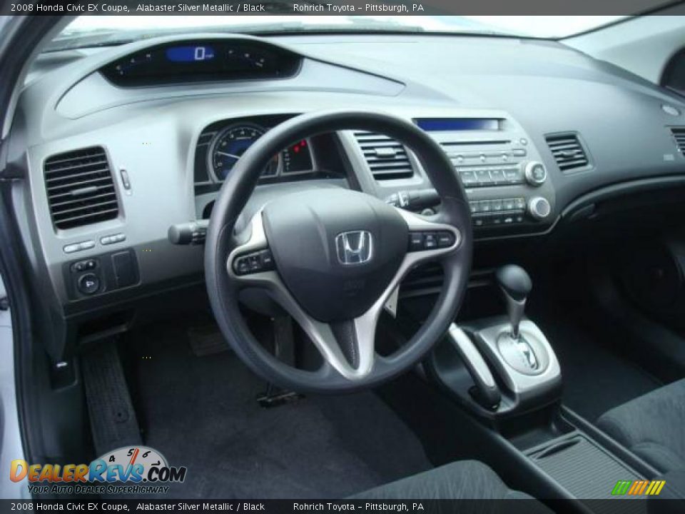 2008 Honda Civic EX Coupe Alabaster Silver Metallic / Black Photo #12