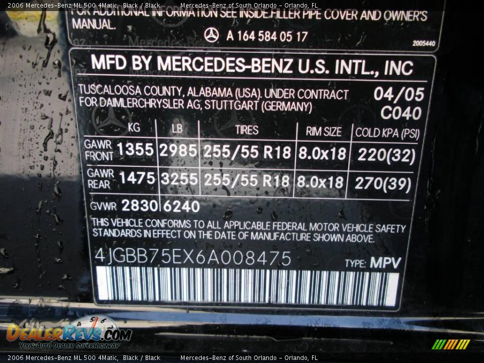 2006 Mercedes-Benz ML 500 4Matic Black / Black Photo #25