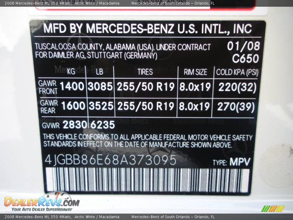 2008 Mercedes-Benz ML 350 4Matic Arctic White / Macadamia Photo #26
