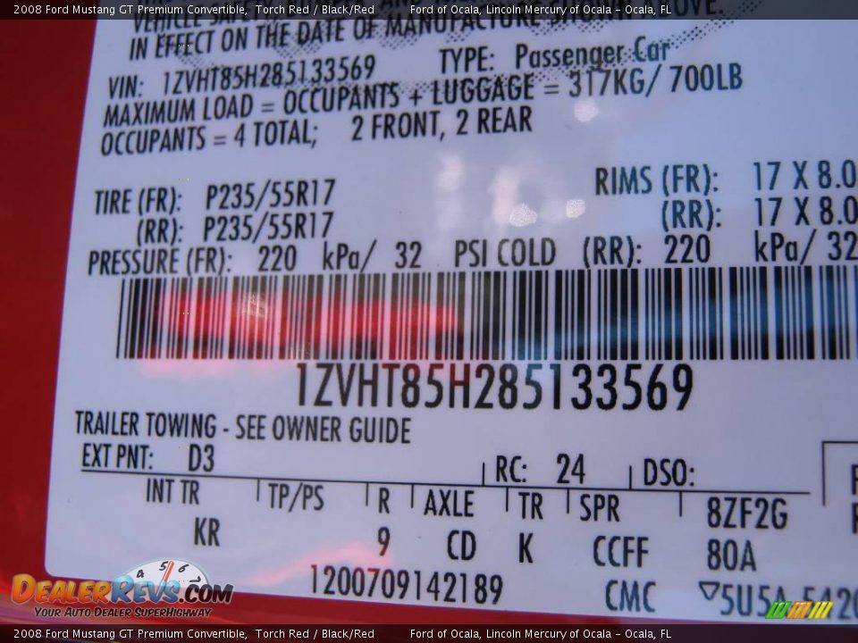 2008 Ford Mustang GT Premium Convertible Torch Red / Black/Red Photo #13