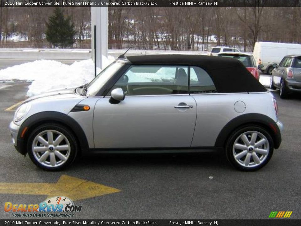 2010 Mini Cooper Convertible Pure Silver Metallic / Checkered Carbon Black/Black Photo #3
