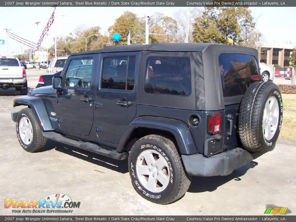 2007 Jeep Wrangler Unlimited Sahara Steel Blue Metallic / Dark Slate Gray/Medium Slate Gray Photo #3
