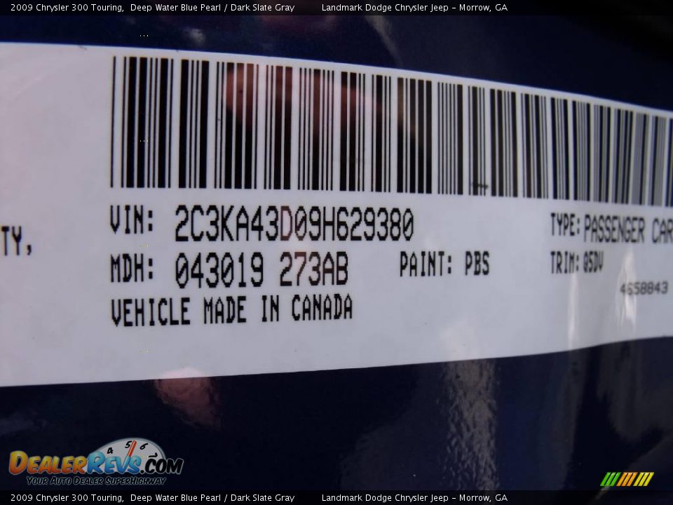 2009 Chrysler 300 Touring Deep Water Blue Pearl / Dark Slate Gray Photo #15