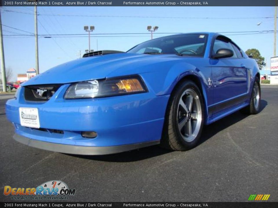 2003 Ford Mustang Mach 1 Coupe Azure Blue / Dark Charcoal Photo #1