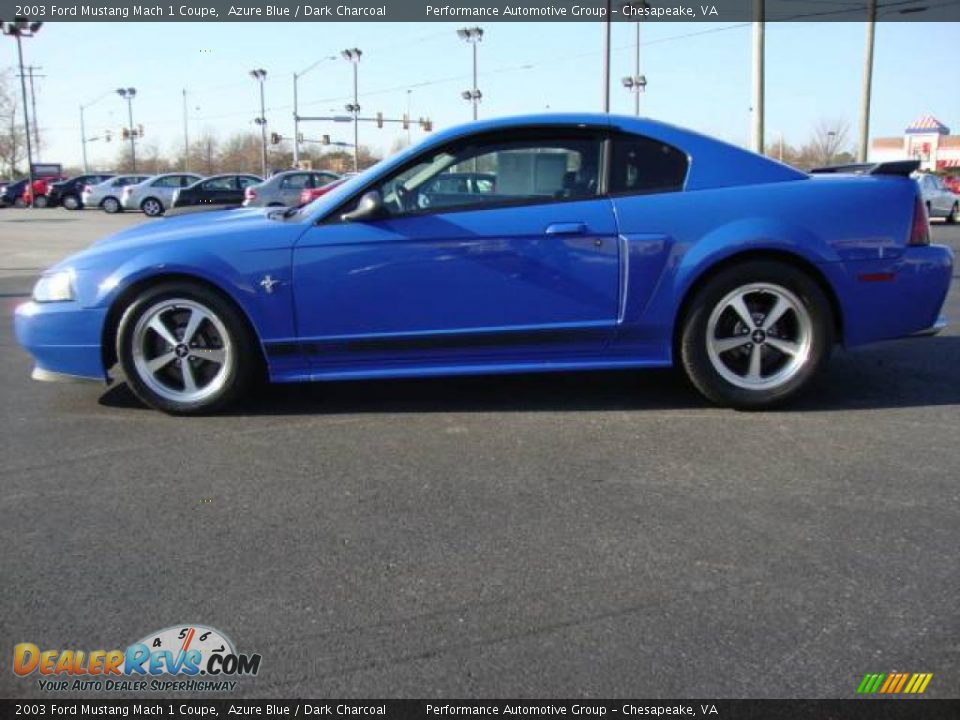 2003 Ford Mustang Mach 1 Coupe Azure Blue / Dark Charcoal Photo #2