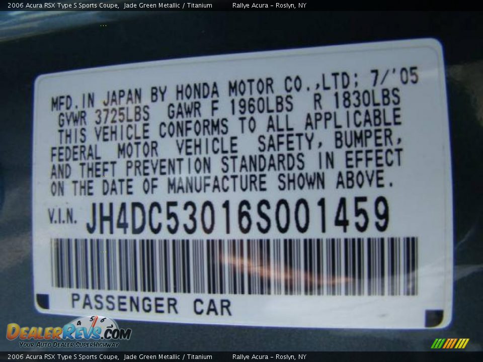 2006 Acura RSX Type S Sports Coupe Jade Green Metallic / Titanium Photo #15