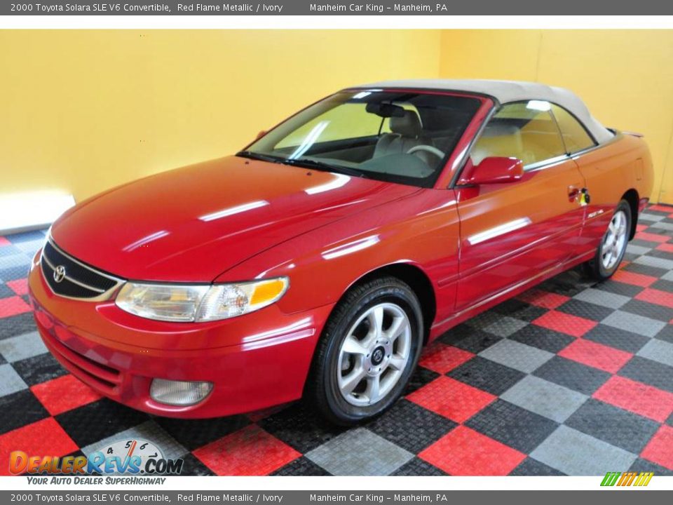 2000 Toyota Solara SLE V6 Convertible Red Flame Metallic / Ivory Photo #3