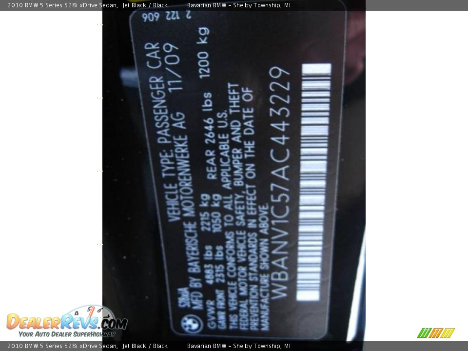 2010 BMW 5 Series 528i xDrive Sedan Jet Black / Black Photo #9