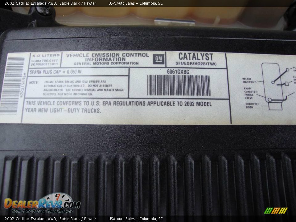 2002 Cadillac Escalade AWD Sable Black / Pewter Photo #29