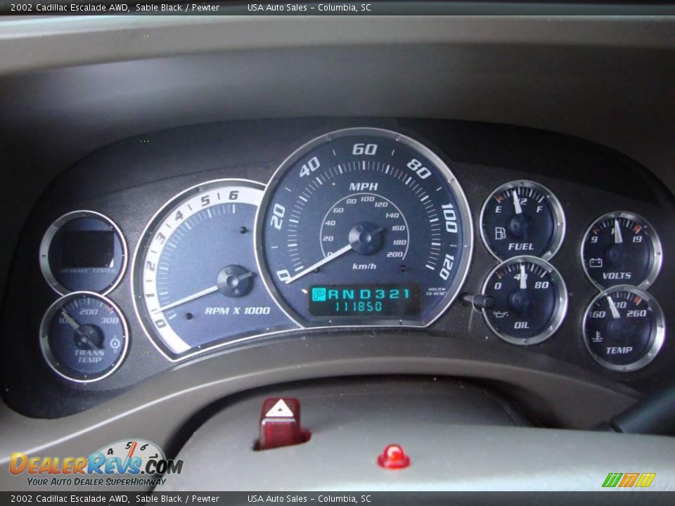 2002 Cadillac Escalade AWD Sable Black / Pewter Photo #32
