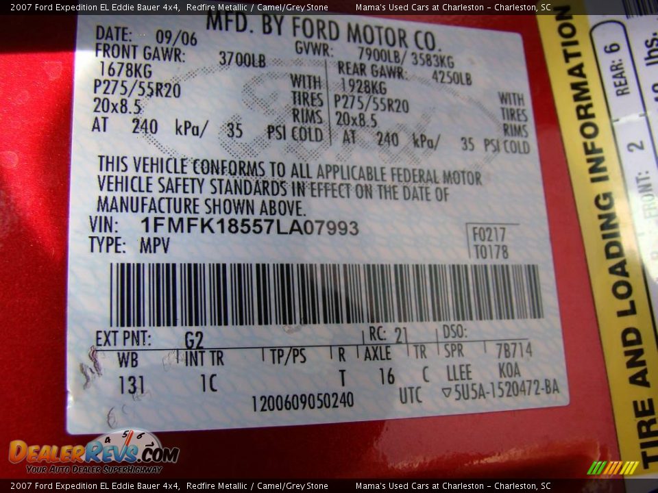 2007 Ford Expedition EL Eddie Bauer 4x4 Redfire Metallic / Camel/Grey Stone Photo #30