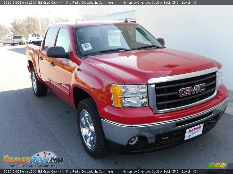 2010 GMC Sierra 1500 SLE Crew Cab 4x4 Fire Red / Cocoa/Light Cashmere Photo #7