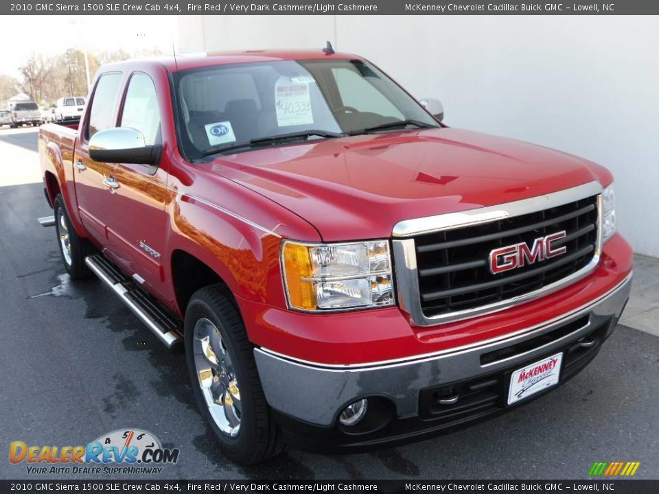 2010 GMC Sierra 1500 SLE Crew Cab 4x4 Fire Red / Very Dark Cashmere/Light Cashmere Photo #7