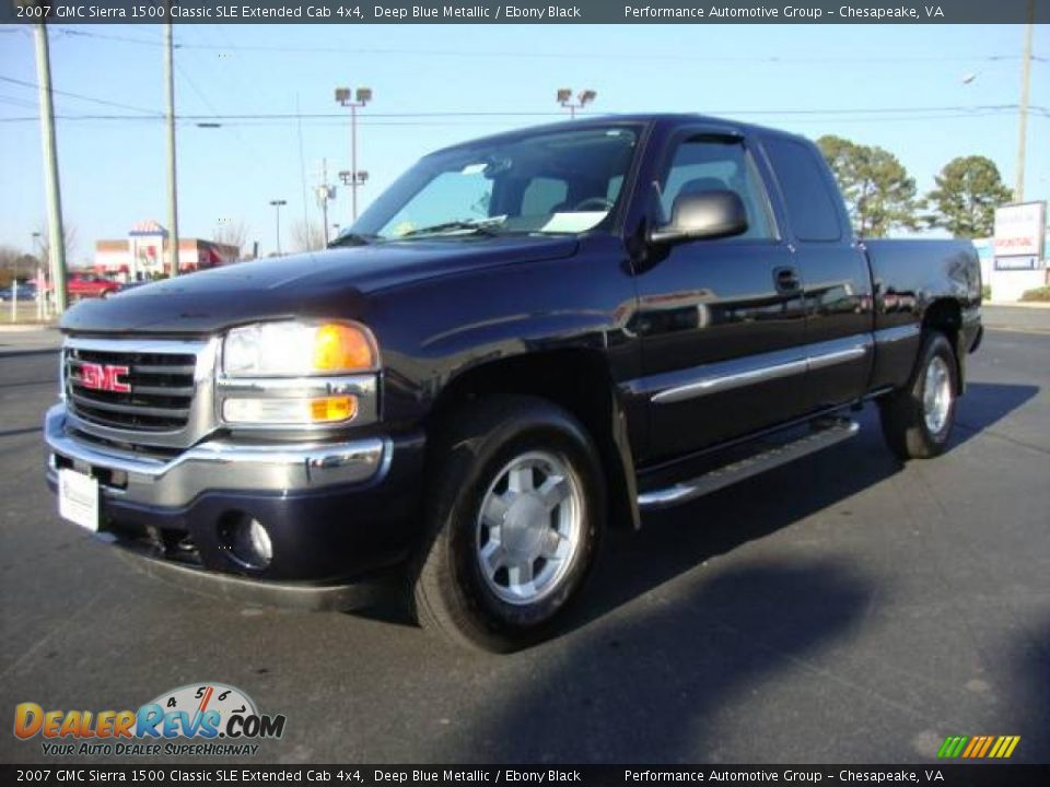 2007 GMC Sierra 1500 Classic SLE Extended Cab 4x4 Deep Blue Metallic / Ebony Black Photo #1