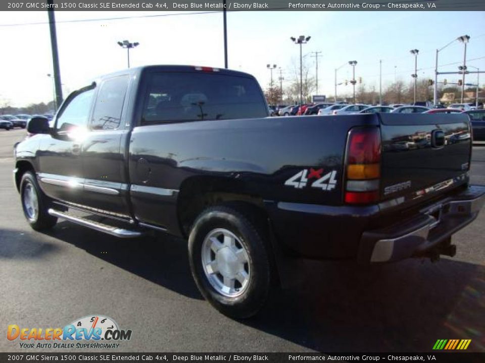 2007 GMC Sierra 1500 Classic SLE Extended Cab 4x4 Deep Blue Metallic / Ebony Black Photo #3