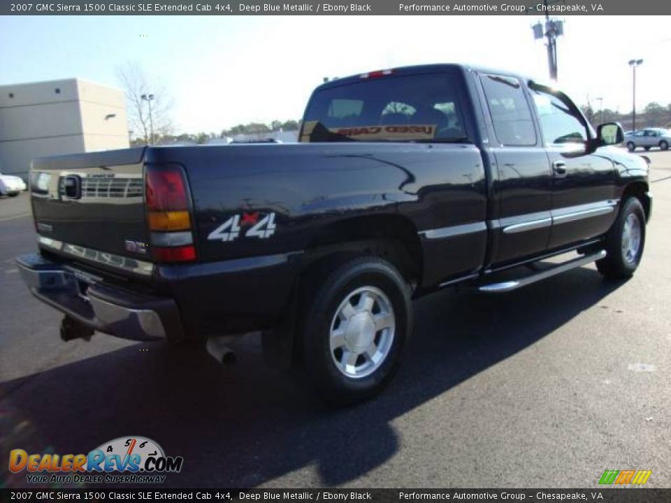 2007 GMC Sierra 1500 Classic SLE Extended Cab 4x4 Deep Blue Metallic / Ebony Black Photo #6