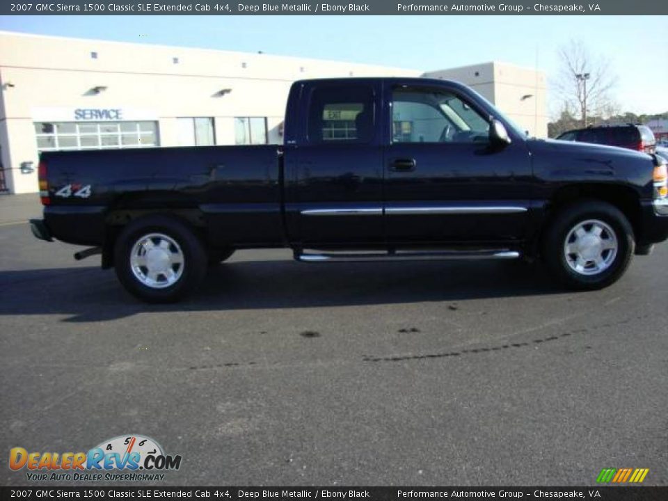 2007 GMC Sierra 1500 Classic SLE Extended Cab 4x4 Deep Blue Metallic / Ebony Black Photo #7