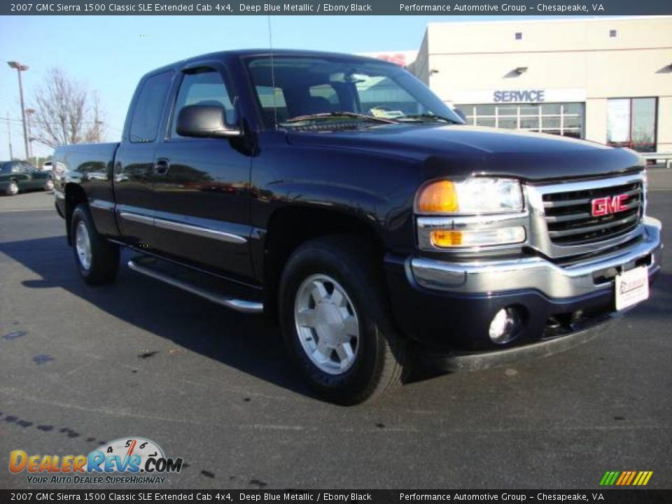 2007 GMC Sierra 1500 Classic SLE Extended Cab 4x4 Deep Blue Metallic / Ebony Black Photo #8