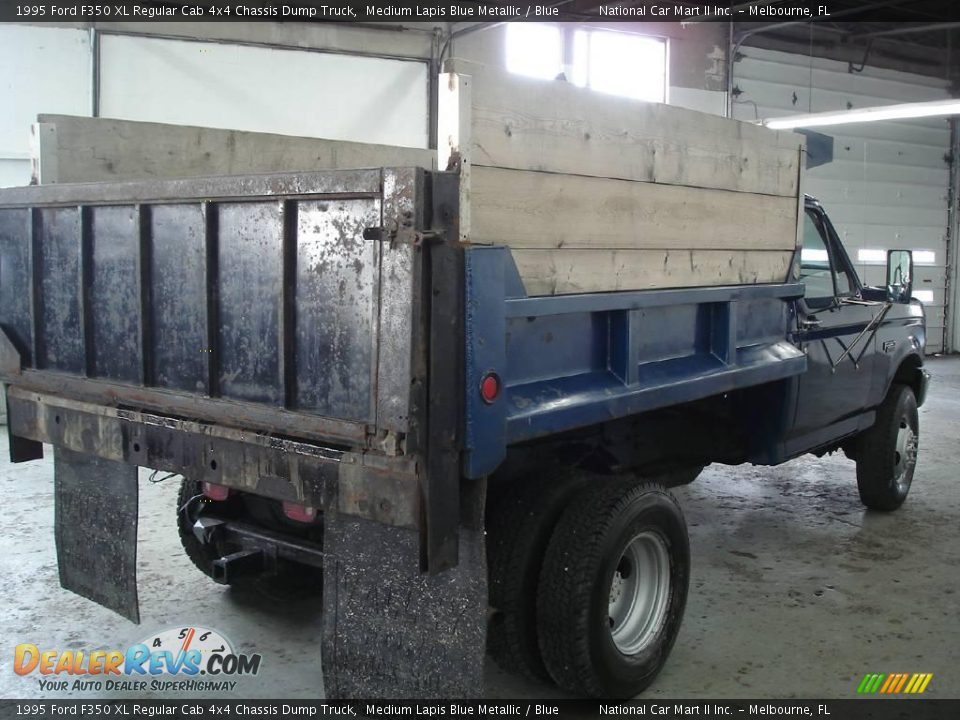 1995 Ford F350 XL Regular Cab 4x4 Chassis Dump Truck Medium Lapis Blue Metallic / Blue Photo #6