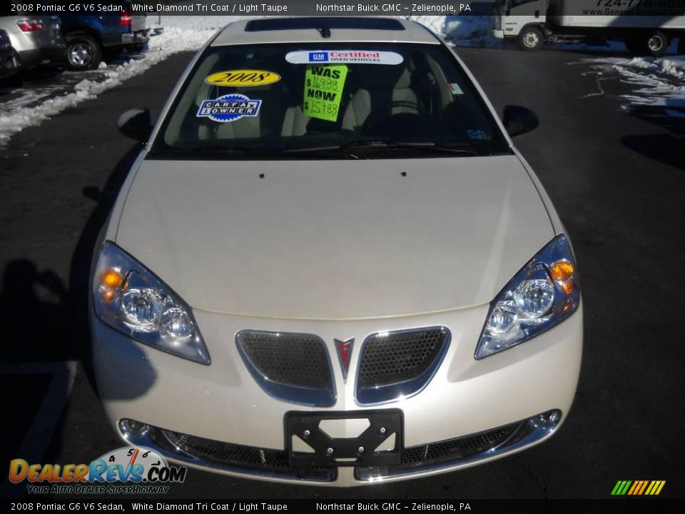 2008 Pontiac G6 V6 Sedan White Diamond Tri Coat / Light Taupe Photo #15