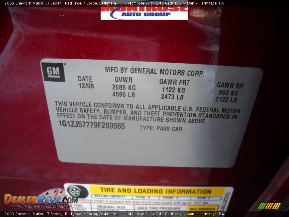 2009 Chevrolet Malibu LT Sedan Red Jewel / Cocoa/Cashmere Photo #11