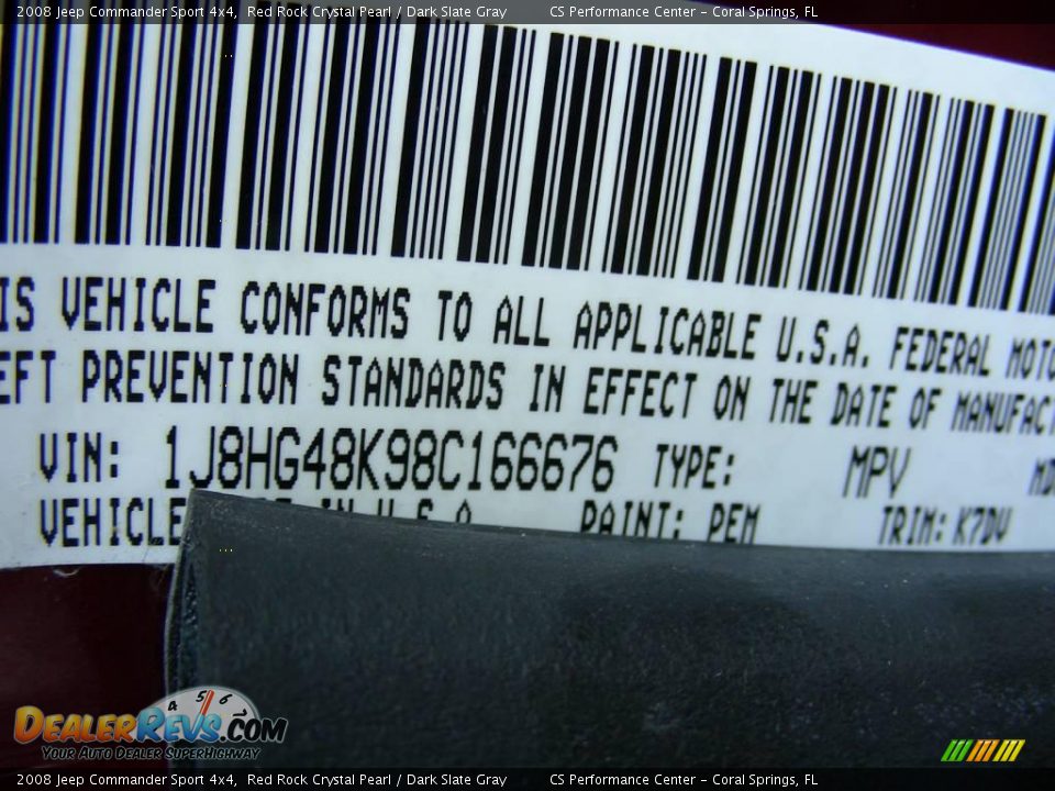 2008 Jeep Commander Sport 4x4 Red Rock Crystal Pearl / Dark Slate Gray Photo #24