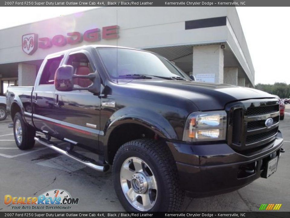 2007 Ford F250 Super Duty Lariat Outlaw Crew Cab 4x4 Black / Black/Red Leather Photo #1