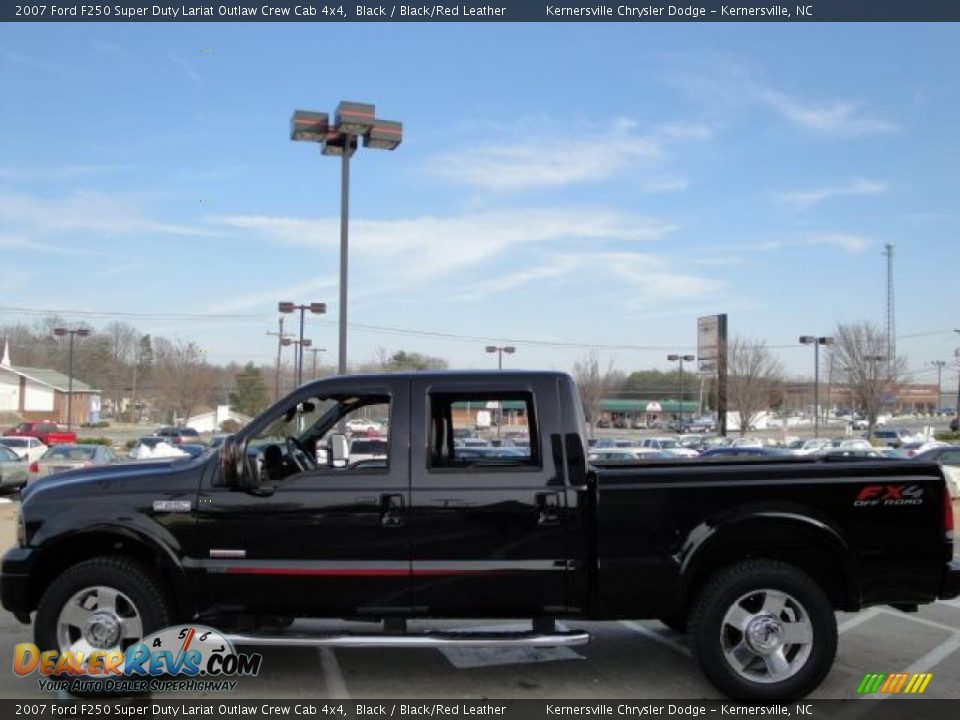 2007 Ford F250 Super Duty Lariat Outlaw Crew Cab 4x4 Black / Black/Red Leather Photo #6