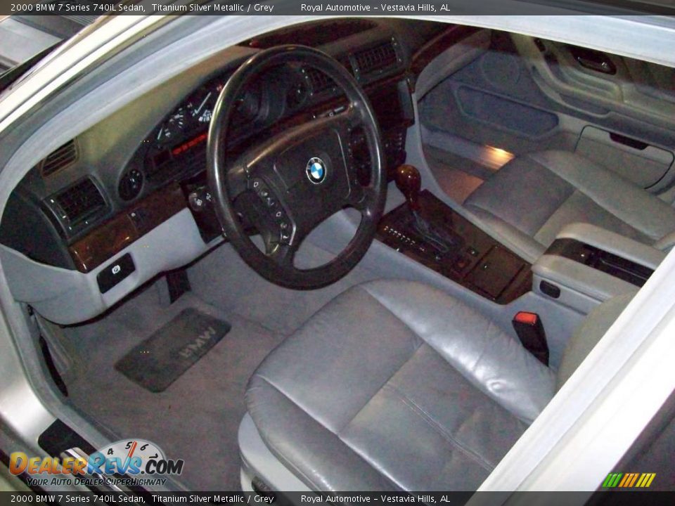 2000 BMW 7 Series 740iL Sedan Titanium Silver Metallic / Grey Photo #12
