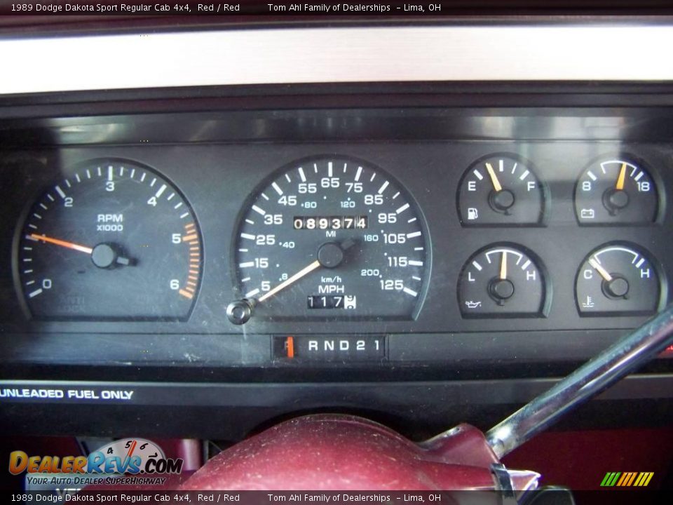 1989 Dodge Dakota Sport Regular Cab 4x4 Red / Red Photo #15