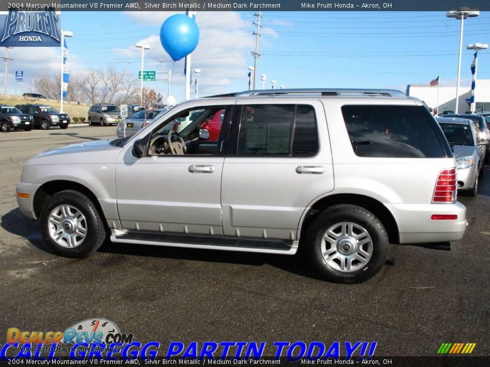 2004 Mercury Mountaineer V8 Premier AWD Silver Birch Metallic / Medium Dark Parchment Photo #1