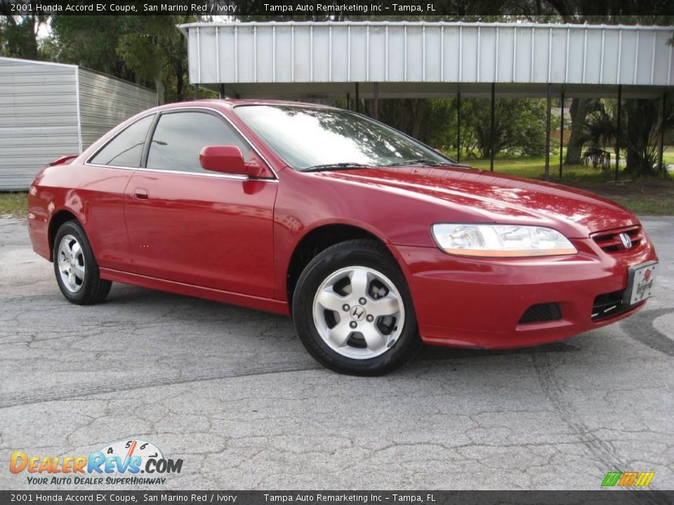 2001 Honda Accord EX Coupe San Marino Red / Ivory Photo #5