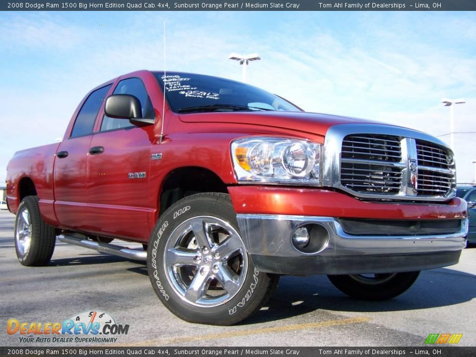 2008 Dodge Ram 1500 Big Horn Edition Quad Cab 4x4 Sunburst Orange Pearl / Medium Slate Gray Photo #1