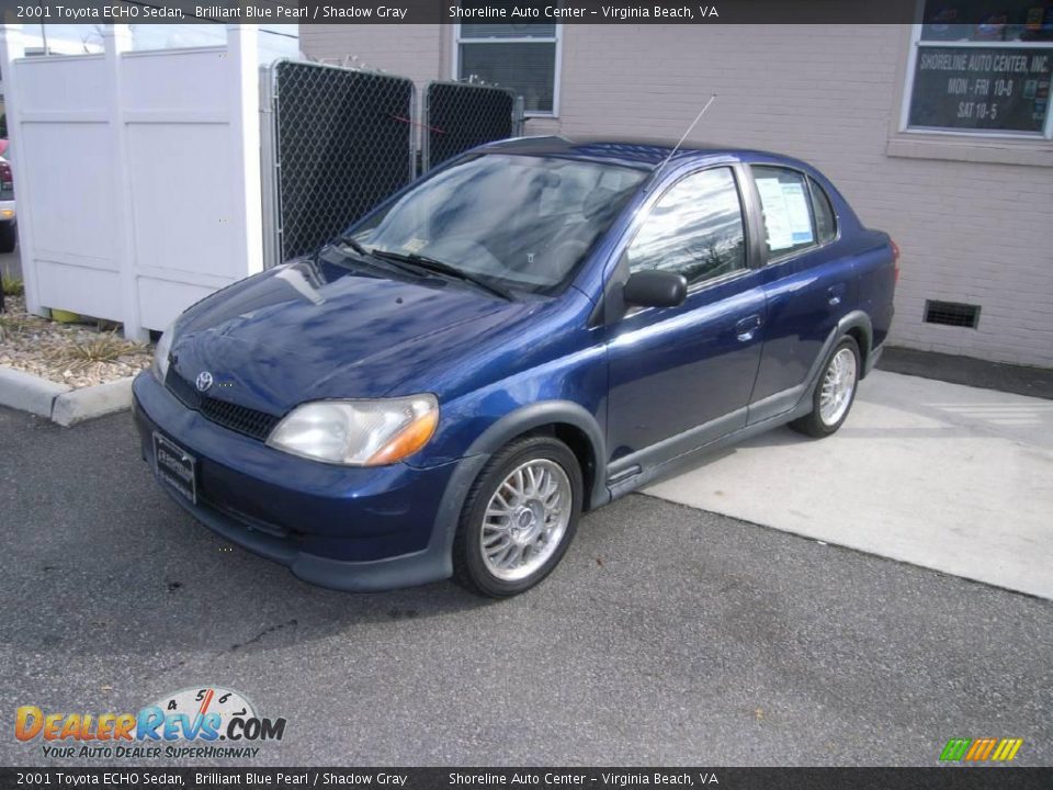 2001 Toyota ECHO Sedan Brilliant Blue Pearl / Shadow Gray Photo #2