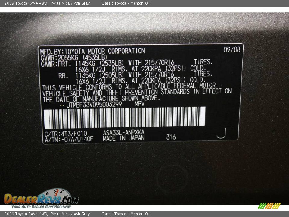 2009 Toyota RAV4 4WD Pyrite Mica / Ash Gray Photo #24