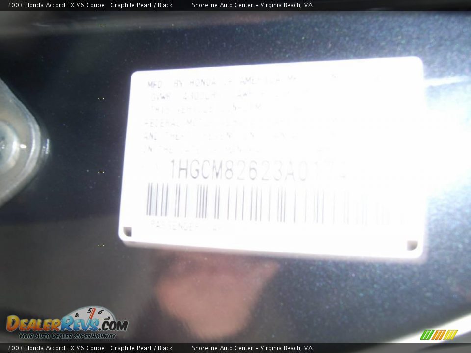2003 Honda Accord EX V6 Coupe Graphite Pearl / Black Photo #22