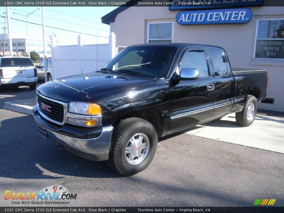 2002 GMC Sierra 1500 SLE Extended Cab 4x4 Onyx Black / Graphite Photo #2