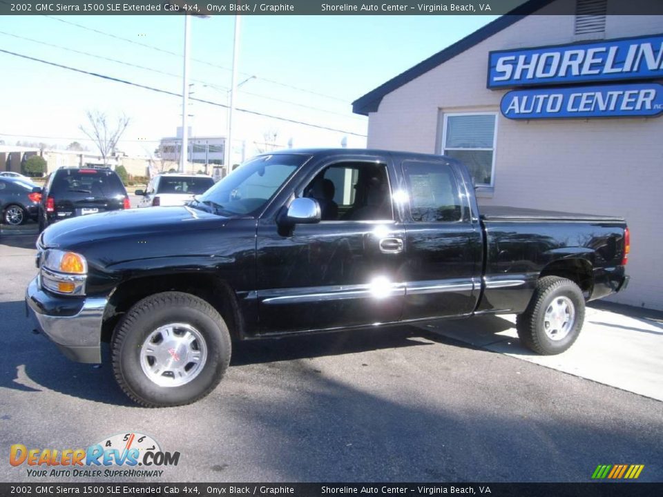 2002 GMC Sierra 1500 SLE Extended Cab 4x4 Onyx Black / Graphite Photo #3