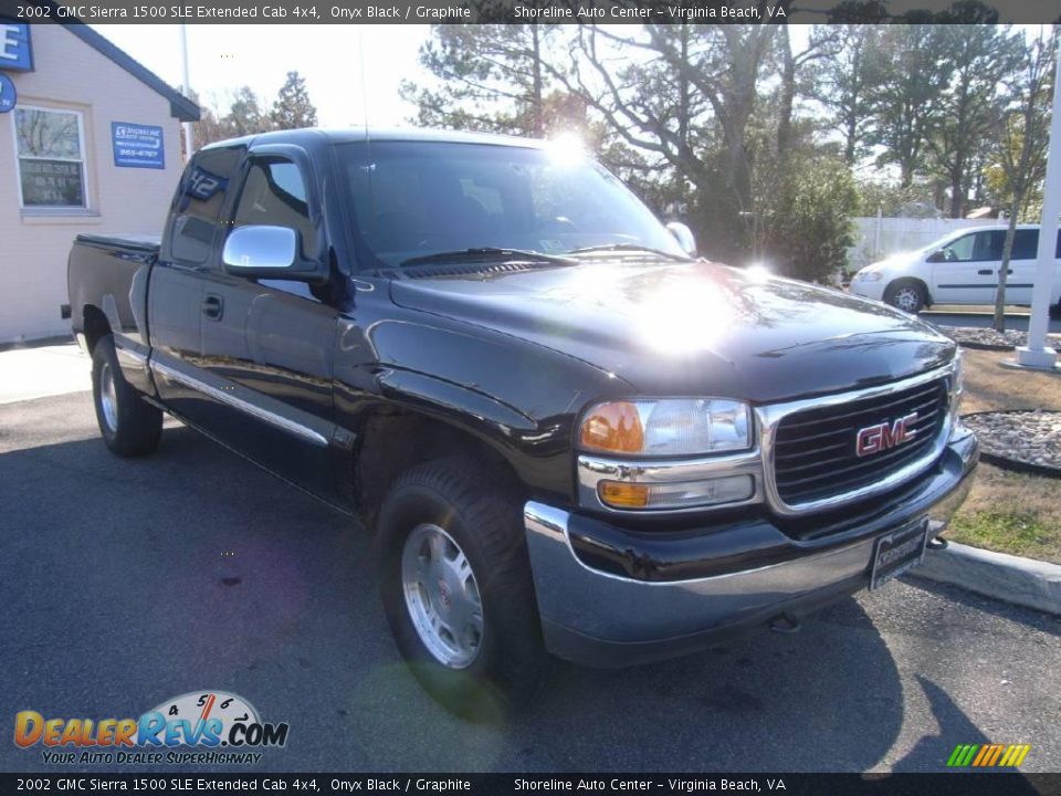 2002 GMC Sierra 1500 SLE Extended Cab 4x4 Onyx Black / Graphite Photo #10