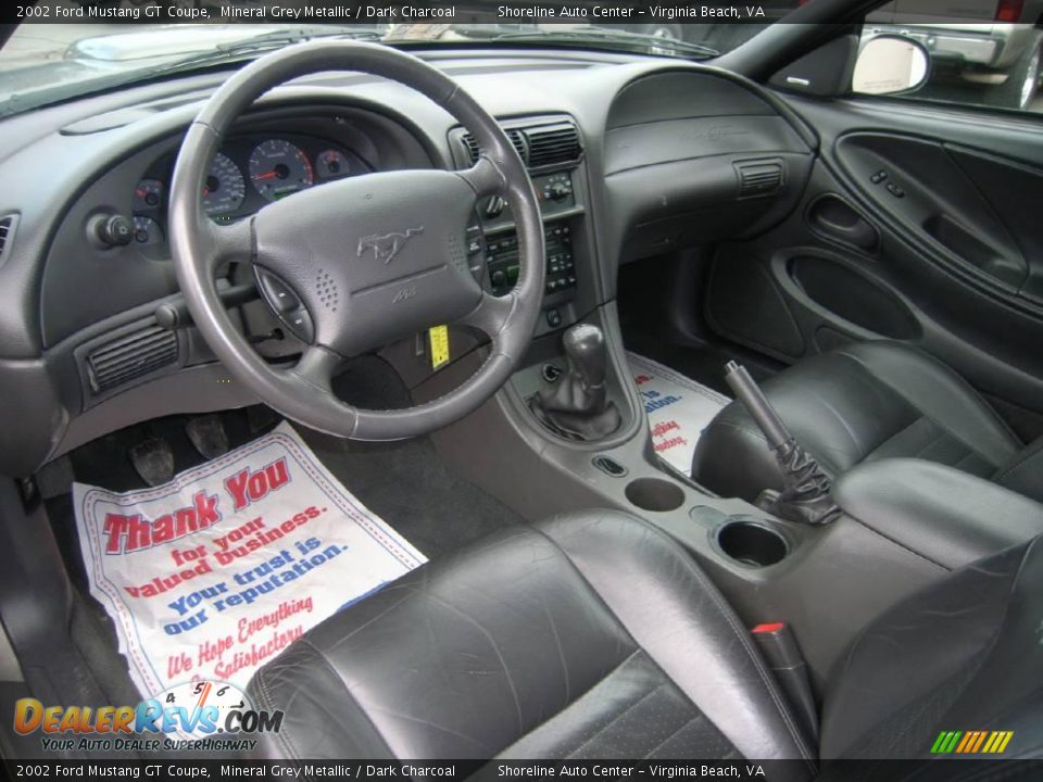 2002 Ford Mustang GT Coupe Mineral Grey Metallic / Dark Charcoal Photo #13