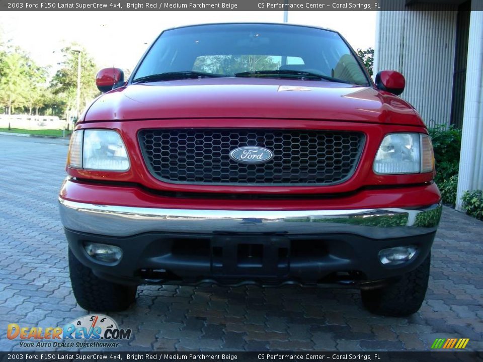 2003 Ford F150 Lariat SuperCrew 4x4 Bright Red / Medium Parchment Beige Photo #5