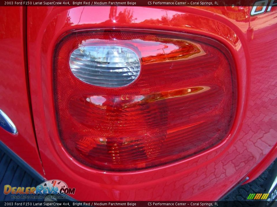 2003 Ford F150 Lariat SuperCrew 4x4 Bright Red / Medium Parchment Beige Photo #9