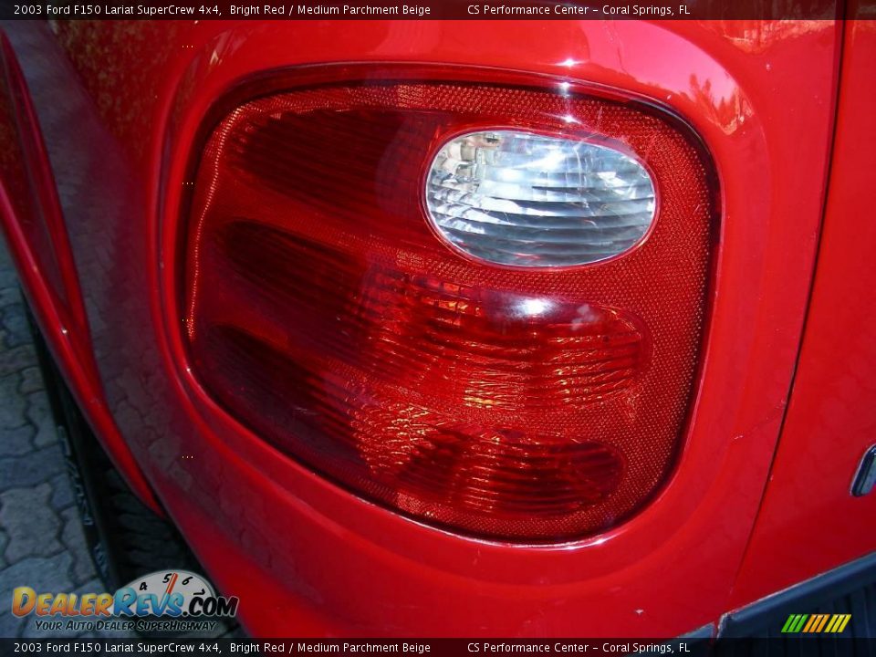 2003 Ford F150 Lariat SuperCrew 4x4 Bright Red / Medium Parchment Beige Photo #10