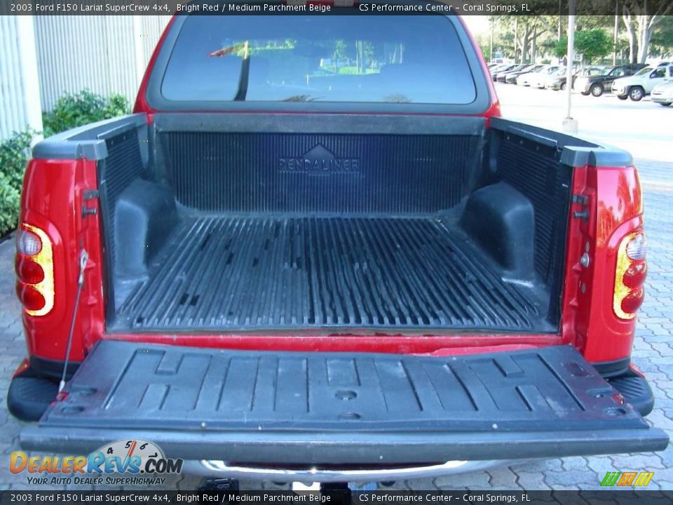 2003 Ford F150 Lariat SuperCrew 4x4 Bright Red / Medium Parchment Beige Photo #11